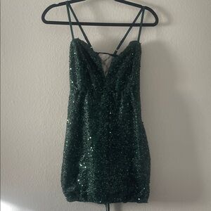 Sparkling Green Sequin Mini Dress